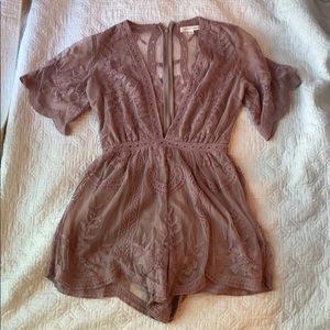 Embroidered lace romper